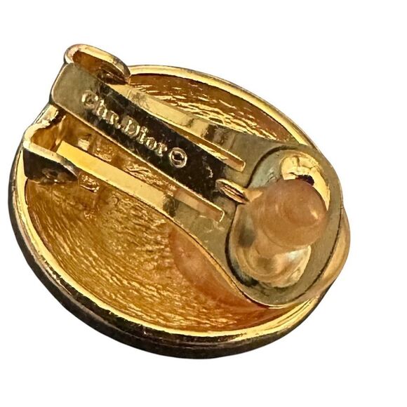 Signed Christian DIOR Single Clip on Earring Elegant Gold Spiral & Rhinestone - Picture 2 of 7